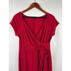 Tiana B. Red V-Neck Draped Dress PS